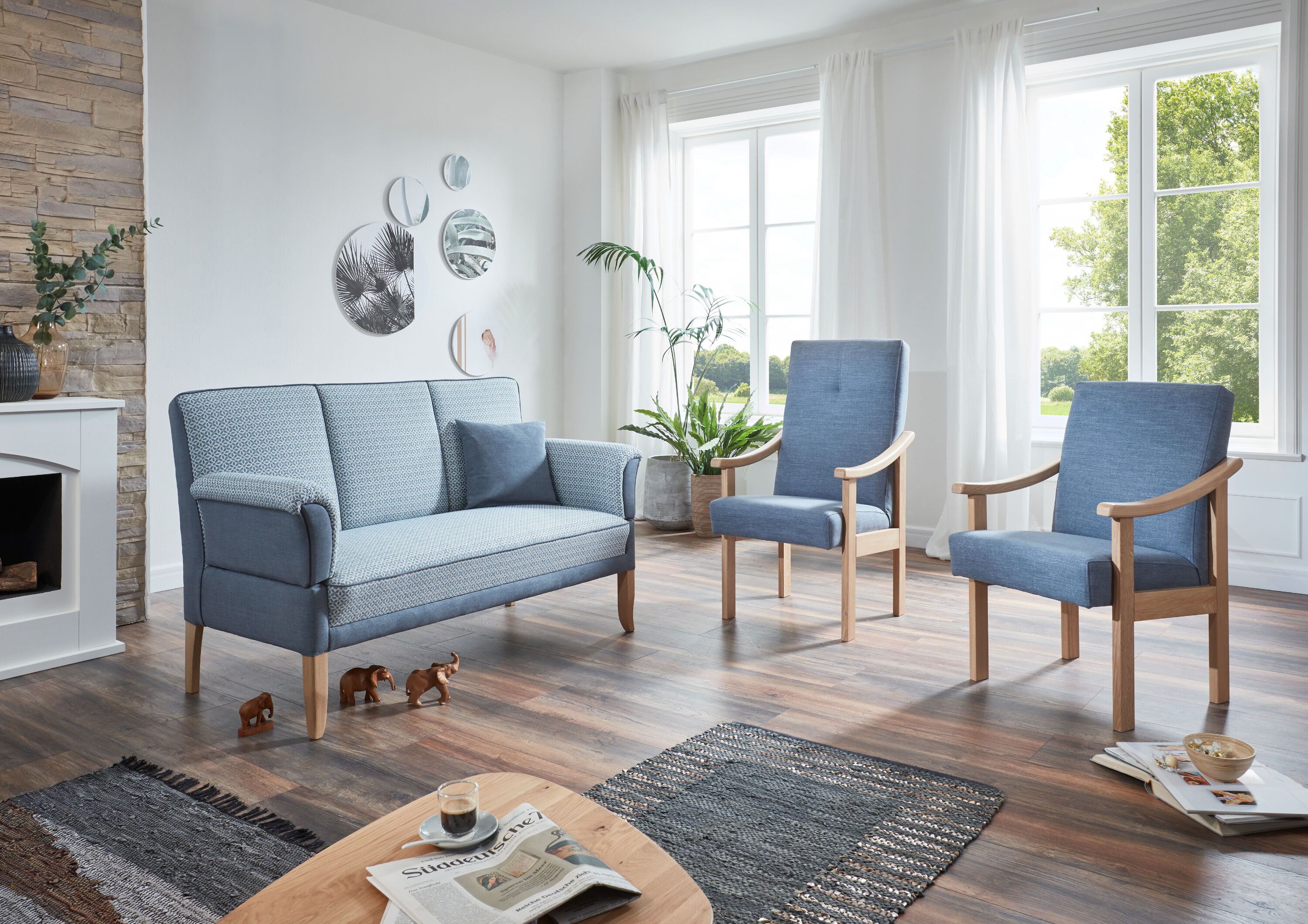 Wyk Sofa 3-sitzer 160 cm & Sessel aus Modell 194 Aurich