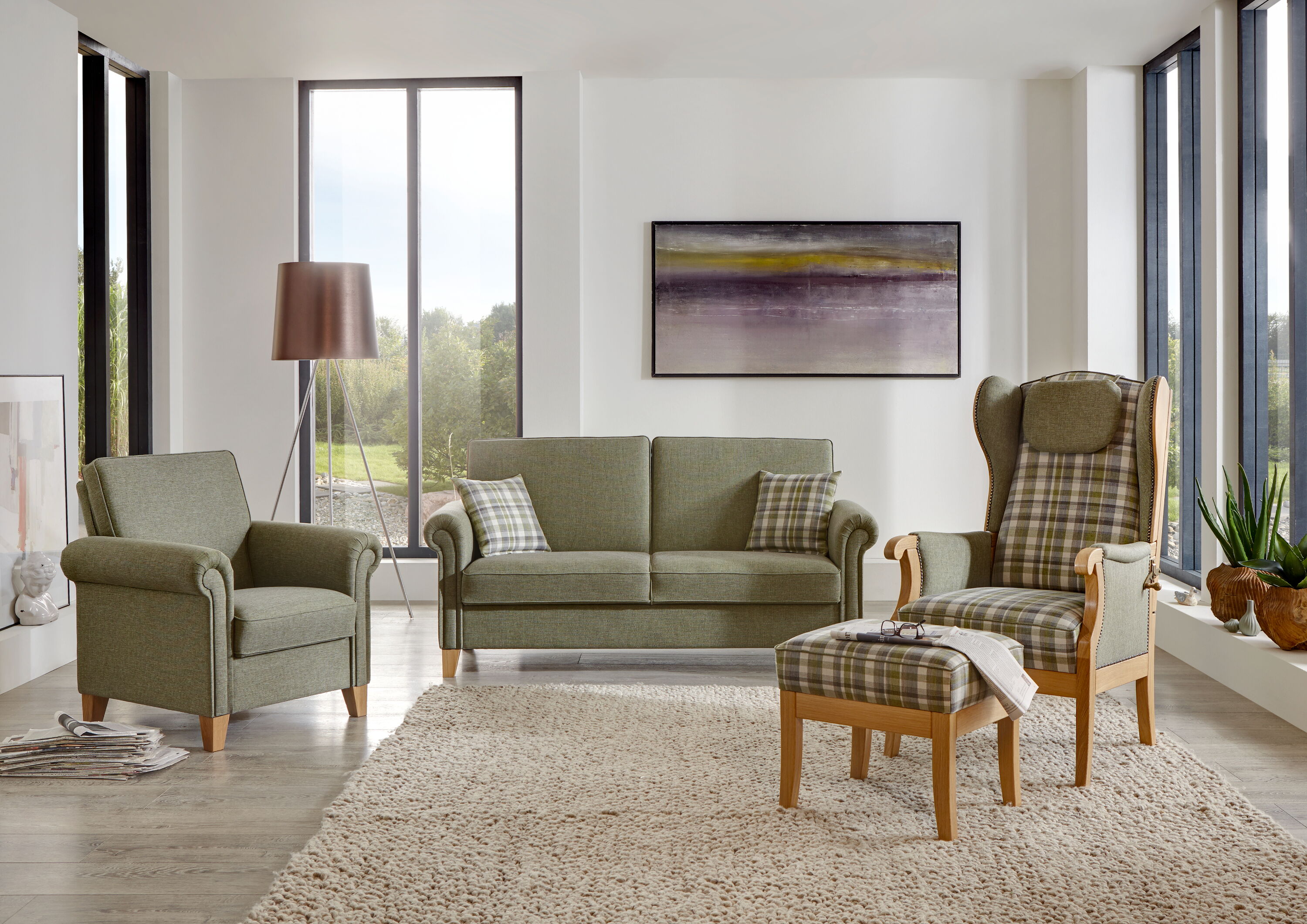 Gronau 2,5-sitzer 183cm, Sessel - Armteil 4 & Sessel Modell 207 Lüneburg