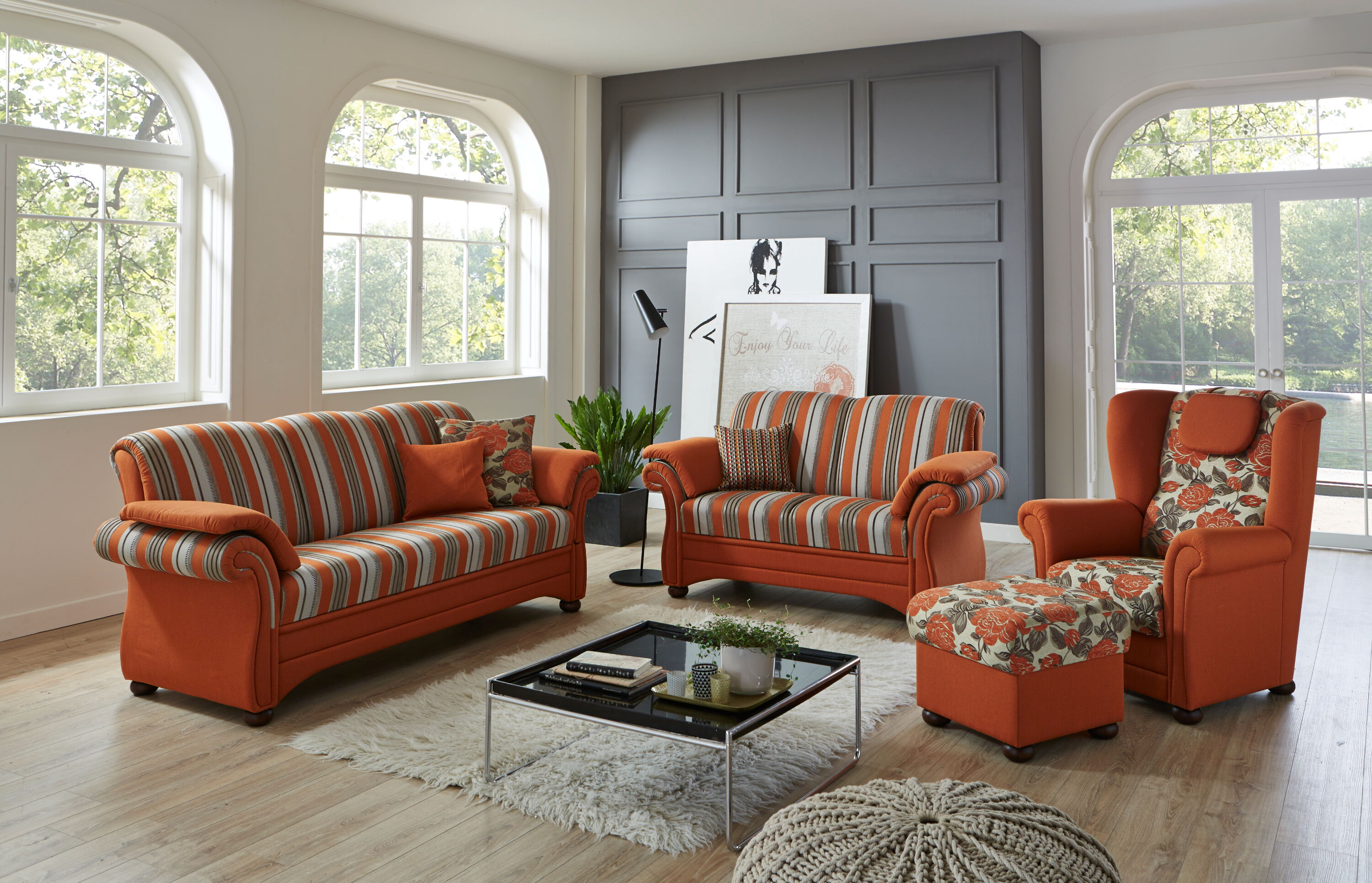 Visbek 3-sitzer 215cm, 2-sitzer 162cm & Sessel aus Modell 120 Leer