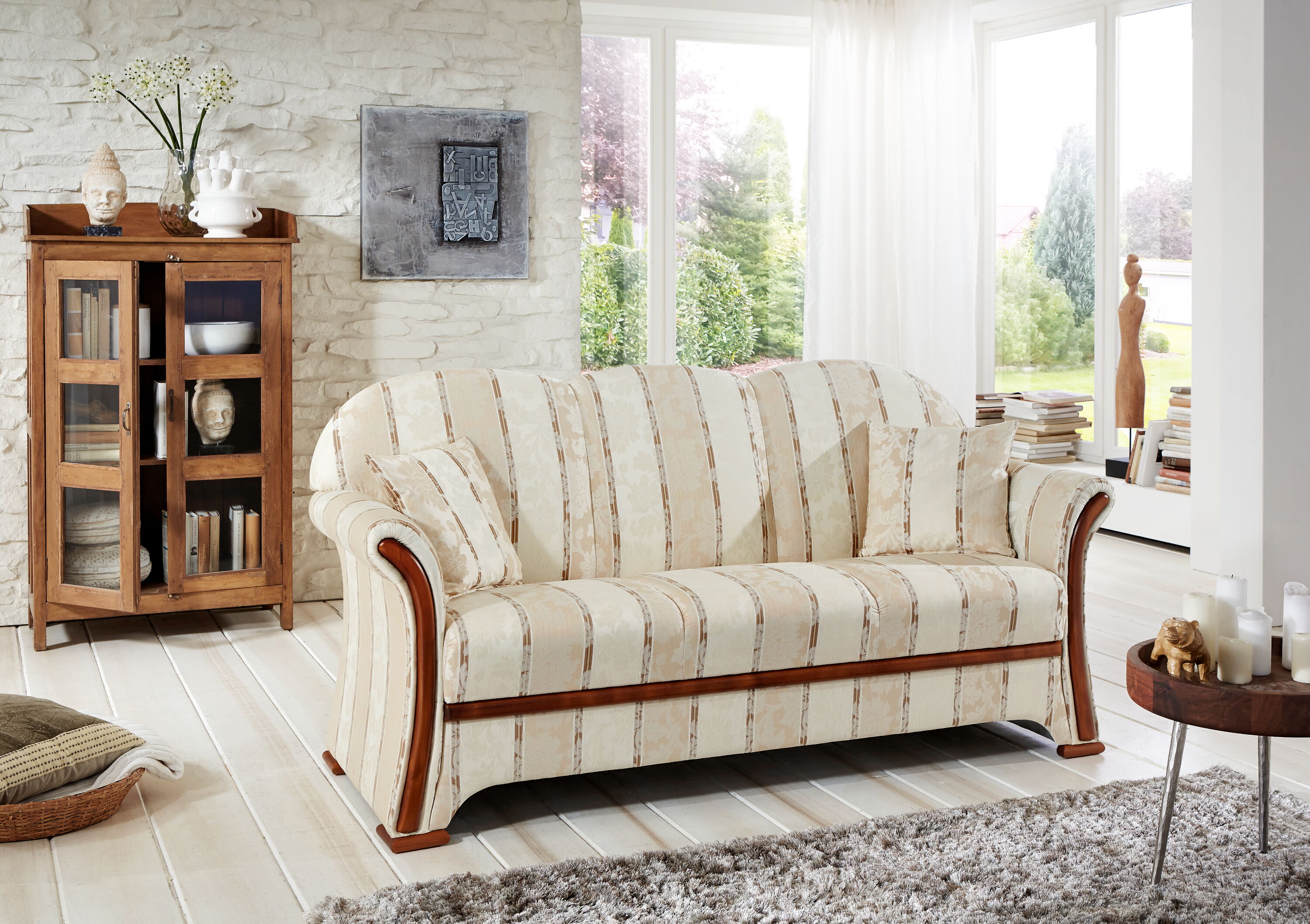 Julia 2,5-sitzer 177cm mit Holzapplikationen